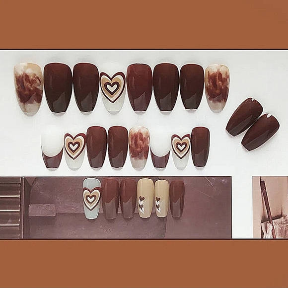24 Pcs Latte Style Fake Nails - Picture 3 of 5